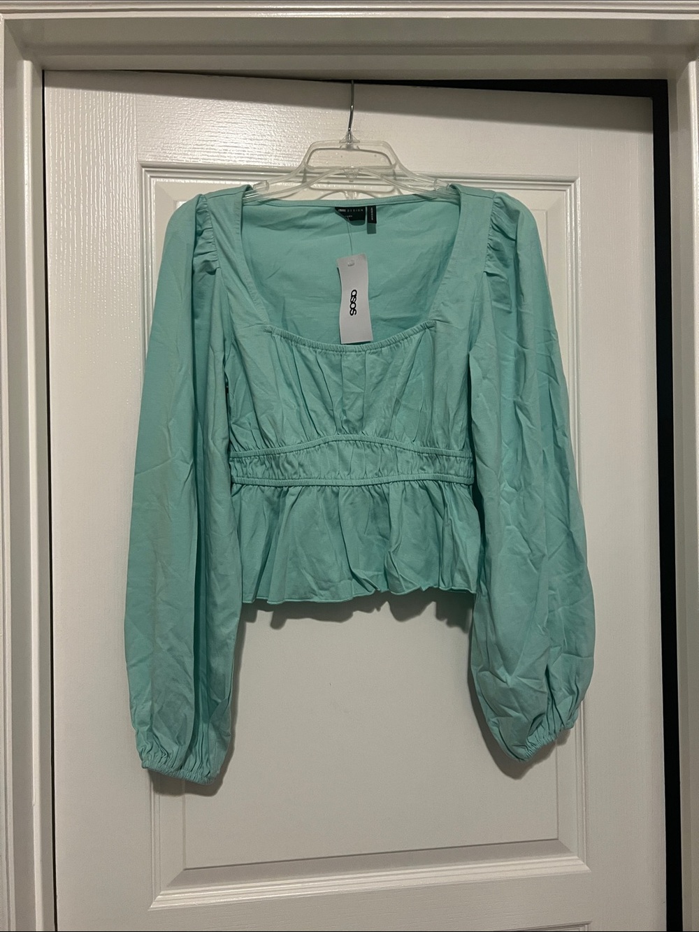 NWT ASOS Mint Green Peplum Square Neck Blouse